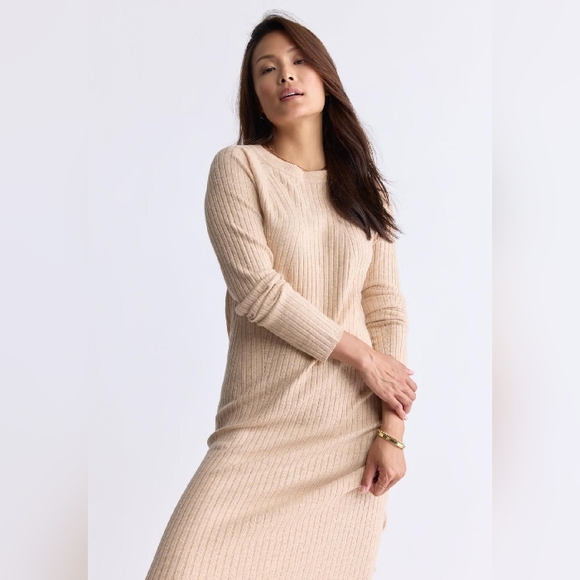 NWT David Bitton Small Elegant Beige Knit Dress - Picture 3 of 9
